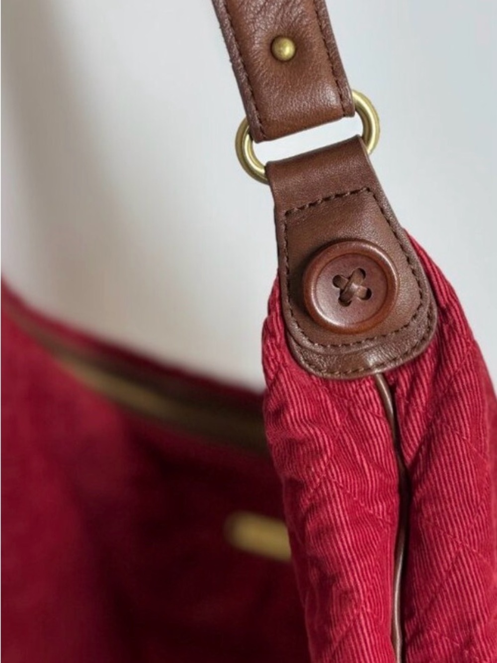 Vera Bradley Retired Quilted Chili Red Shoulder HoboBag with BrownStrap&Tassels - Picture 8 of 12